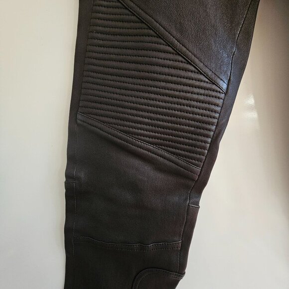 Vince 100% Leather Black Moto Pants Size 0 Biker Style Slim Fit Womens - Picture 6 of 12